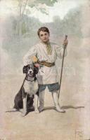 Child with dog russian folklore