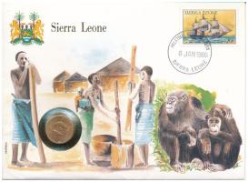 Sierra Leone 1964. 1/2c bronz érmés borítékban, béyeggel és bélyegzéssel T:1-,2 patina, kis karc Sierra Leone 1964. 1/2 Cent bronze in coin envelope with stamp, cancellation C:AU,XF patina, small scratch