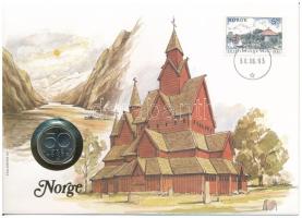 Norvégia 1987. 50ö Cu-Ni felbélyegzett érmés borítékban, bélyegzéssel T:1- Norway 1987. 50 Öre Cu-Ni in coin envelope with stamp, cancellation C:AU