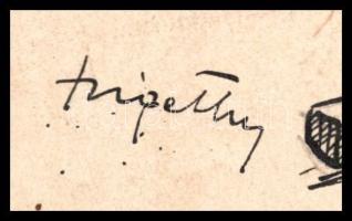 Szigethy István (1891-1966): Munkácsy Mihály fest (karikatúra v. illusztráció). Tus, papír, jelzett,...