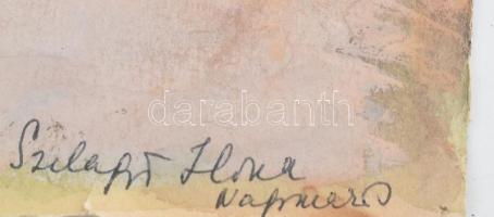 Szilágyi Ilona (1904-1985): Nagymarosi virágzó kert. Akvarell, papír, jelzett. Széle sérült. 36,5×51...