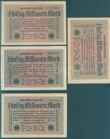 Német Birodalom / Weimari Köztársaság 1923. 50.000.000M (4x) fehér papíron, "Gitter mit 8" vízjellel T:I,I-