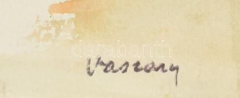 Vaszary jelzéssel: Strandon. Akvarell, papír, 40x50 cm