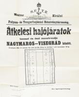 1916 Az MFTR Magyar Királyi Folyam és Tengerhajózási Rt. Nagymaros és VIsegrád közötti hajójárokat menetrendjének plakátja, Hajtva, kis szakadással 30x47 cm