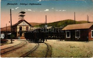 1918 Marosújvár, Uioara, Ocna Mures; Sóbánya, Stefánia akna, iparvasút, vonat / salt mine, industrial railway, train (EK)