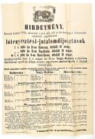 1882 Lótenyésztési jutalomdíjosztás Budapest nagy méretű plakát. 64x66 cm Hajtva