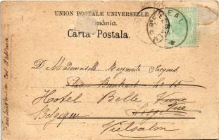 1917 Nagyszeben, Hermannstadt, Sibiu; Kis tér, várostorony, piac, Adolf Göbbel üzlete. Vasúti levele...