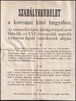 1884 Szabályrendelet a korcsmai hitel tárgyában falragasz 22x28 cm