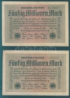 Német Birodalom / Weimari Köztársaság 1923. 50.000.000M (5x) fehér papíron, "Hakensterne" ...