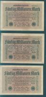 Német Birodalom / Weimari Köztársaság 1923. 50.000.000M (6x) fehér papíron, "Hakensterne" vízjellel T:I,I-