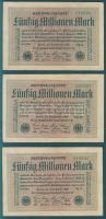 Német Birodalom / Weimari Köztársaság 1923. 50.000.000M (6x) fehér papíron, "Hakensterne" ...