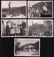 1948 Pécs, Dinnyés Lajos miniszterelnök látogatása, 5 db fotó, 5,5×8,5 cm