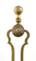 Régi bronz kandalló piszkáló, h: 61,5 cm