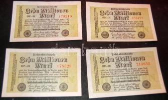 Német Birodalom / Weimari Köztársaság 1923. 10.000.000M (4x) "Wellen" vízjellel, hatjegyű sorszámmal T:I,I-