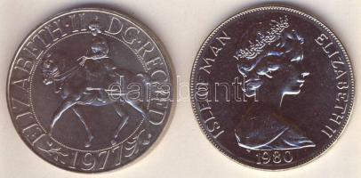 Nagy-Britannia 1977. 25p "Koronázási évforduló" T:2 + Man szigetek 1980. 1C "Moszkvai olimpia" T:2