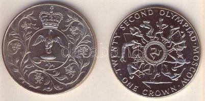 Nagy-Britannia 1977. 25p "Koronázási évforduló" T:2 + Man szigetek 1980. 1C "Moszkvai...