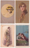 10 db RÉGI olasz Art Deco motívum képeslap vegyes minőségben / 10 pre-1945 Italian Art Deco motive postcards in mixed quality: Busi, Mauzan, Corbella, Santino