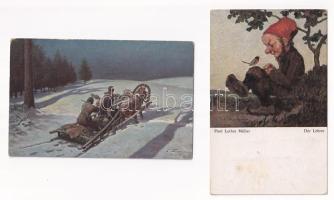 11 db RÉGI üdvözlő motívum képeslap vegyes minőségben / 11 pre-1945 greeting motive postcards in mixed quality