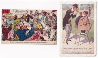 8 db RÉGI humoros motívum képeslap vegyes minőségben / 8 pre-1945 humorous motive postcards in mixed quality