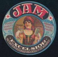 Jam Excelsior litografált címke, d: 5 cm