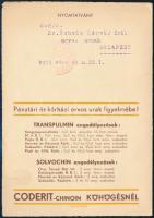 Chinoin prospektus, a borítón magyaros díszítésű grafikával, 2 sztl. lev