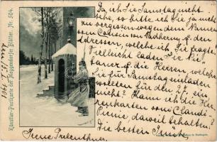 1901 Künstler-Postkarte der Meggendorfer Blätter Nr. 504. / German military art postcard, winter (EK)