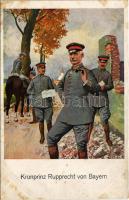 Kronprinz Rupprecht von Bayern / WWI German military art postcard. Rupprecht, Crown Prince of Bavaria, German Army commander (fl)