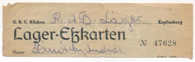 Német 3. Birodalom / Deutsche Wehrmacht ~1944. Étkezési jegy kenyérjegy bélyeggel T:III- German Third Reich / Deutsche Wehrmacht ~1944. Meal-ticket with bread stamp C:VG