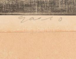 Gaál Domokos (1940-2009): Városliget, rézkarc, papír, jelzett, paszpartuban, 30×50 cm