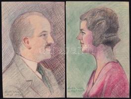Havalda Endre jelzéssel: 4 db portré (Sződliget, 1934). Ceruza, papír, 19,5x13 cm és 15,5x12,5 cm között