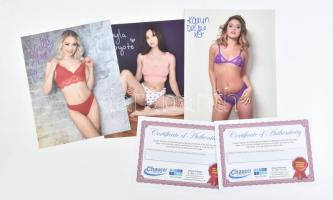 3 Playboy modell: Kayla Coyote, Kaylin DeClue, Scarlett Hampton aláírt fotója tanusítvánnyal, 20x30 cm