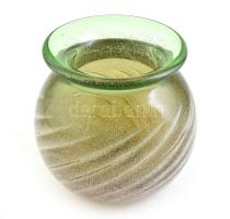Retró üveg váza, jelzés nélkül, hibátlan, m: 18 cm, 5,4 kg
