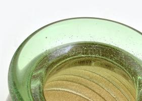 Retró üveg váza, jelzés nélkül, hibátlan, m: 18 cm, 5,4 kg