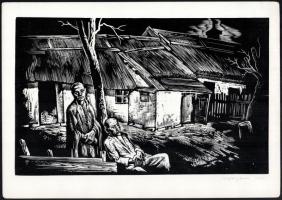 Menyhárt József (1901-1976): Szegénysoron. Fametszet, papír, jelzett a dúcon, 19x31 cm
