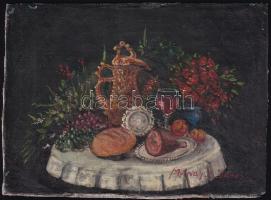 Molnáy Z. jelzéssel: Asztali csendélet, olaj, vászon, 13×17 cm