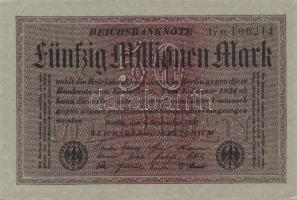 Német Birodalom / Weimari Köztársaság 1923. 50.000.000M (15x) szürke papíron, hatjegyű sorszámmal, z...