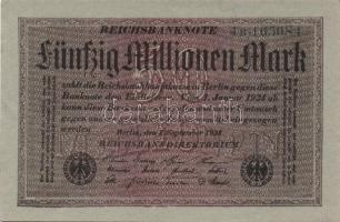 Német Birodalom / Weimari Köztársaság 1923. 50.000.000M (15x) szürke papíron, hatjegyű sorszámmal, z...