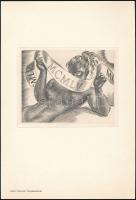 Albert Decaris (1901-1988) Neujahrskarte, erotikus grafika. Rézkarc, papír, jelzés nélkül, feliratozva, 12x15 cm