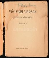 [Reményik Sándor]: Végvári versek. Hangok a végekről. 1918-1921. Bp., 1921, Kertész József-ny., 119 ...