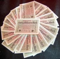 Német Birodalom / Weimari Köztársaság 1923. 50.000.000M (21x) fehér papíron, "Ringe" vízjellel T:I(többség),I-