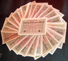 Német Birodalom / Weimari Köztársaság 1923. 50.000.000M (25x) fehér papíron, "Hakensterne" vízjellel T:I(többség),I-