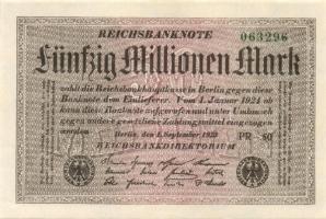Német Birodalom / Weimari Köztársaság 1923. 50.000.000M (25x) fehér papíron, "Hakensterne"...