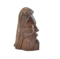 Faragott fa férfi fej, jelzés nélkül, m: 18,5 cm