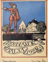 Kós Károly (1883-1977): Véndiákok bálja, 1925. Színes linómetszet, papír, utólagos jelzéssel, 15,5×12 cm