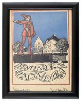 Kós Károly (1883-1977): Véndiákok bálja, 1925. Színes linómetszet, papír, utólagos jelzéssel, 15,5×1...
