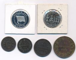 6db-os vegyes érme- és éremtétel, közte "Hertha Berlin" kétoldalas, részben multicolor Cu-...