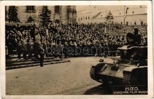 1940 Kolozsvár, Cluj; bevonulás, Vitéz Nagybányai Horthy Miklós Magyarország kormányzója / entry of the Hungarian troops, Regent Horthy, tank + 1940 Kolozsvár visszatért So. Stpl.