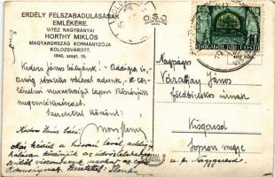 1940 Kolozsvár, Cluj; bevonulás, Vitéz Nagybányai Horthy Miklós Magyarország kormányzója / entry of ...
