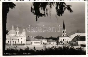 Magyarlápos, Oláhlápos, Targu Lapus; Piactér, templomok, Fuchs Herman üzlete / market square, churches, shops