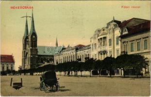 1912 Békéscsaba, Fő tér, templom. Balassa Jenő kiadása (EK)